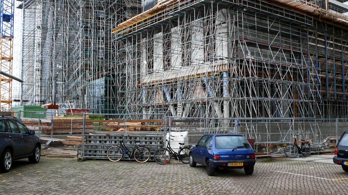 The same view earlier in the build